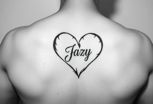 upper arm tattoo -broken heart outline for a deceased best friend with the name Jazy incorporated tattoo idea