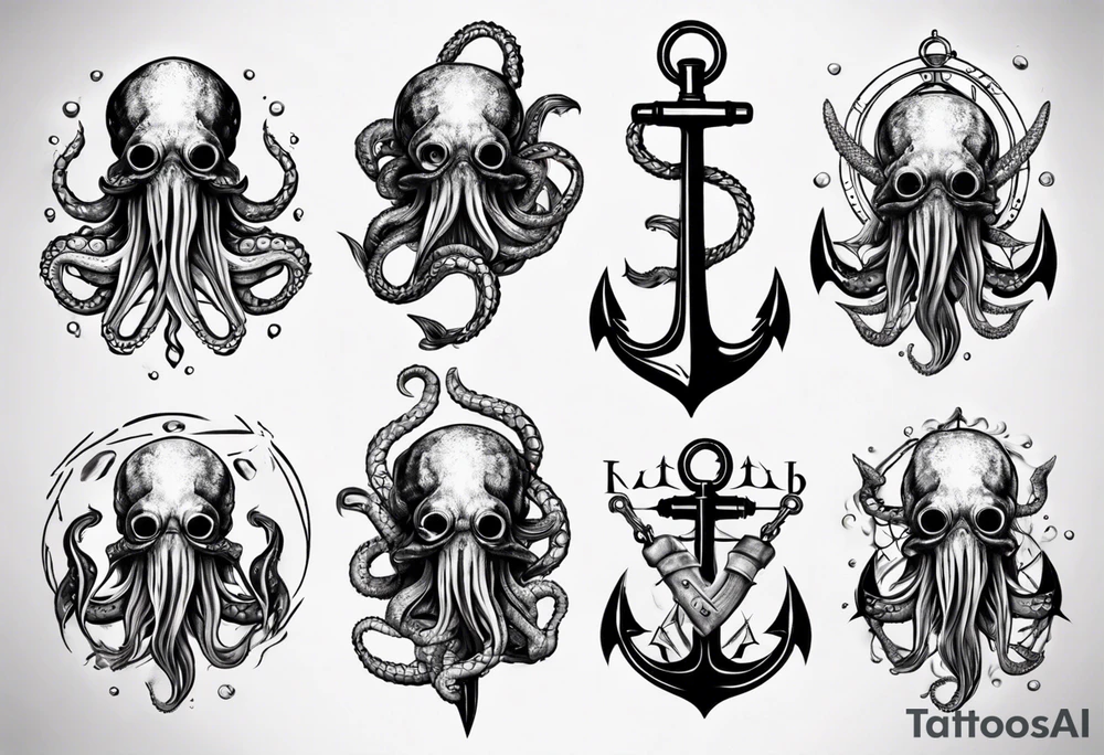 kraken with anchor tattoo idea
