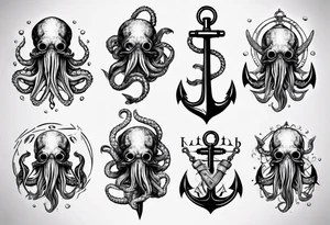 kraken with anchor tattoo idea