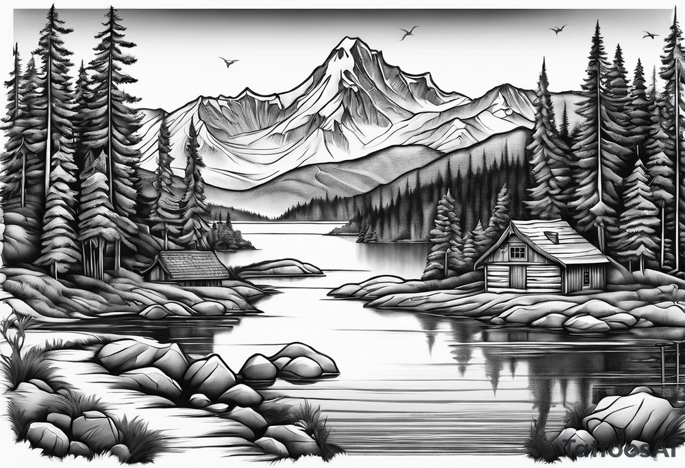 squaw valley with lake in the background tattoo idea