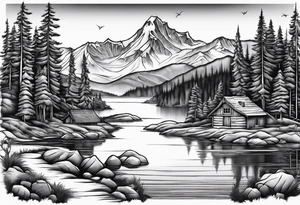 squaw valley with lake in the background tattoo idea