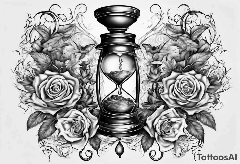 lots of filagree on the chest going onto the shoulder.  include an hour glass tattoo idea