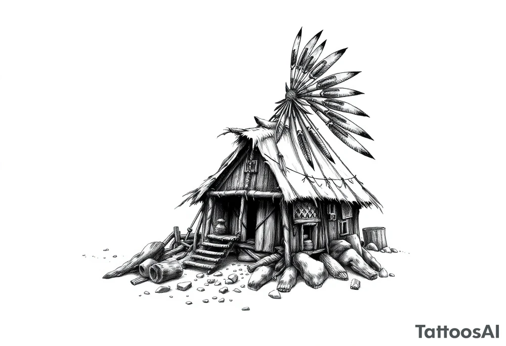 Native American settlement tattoo idea