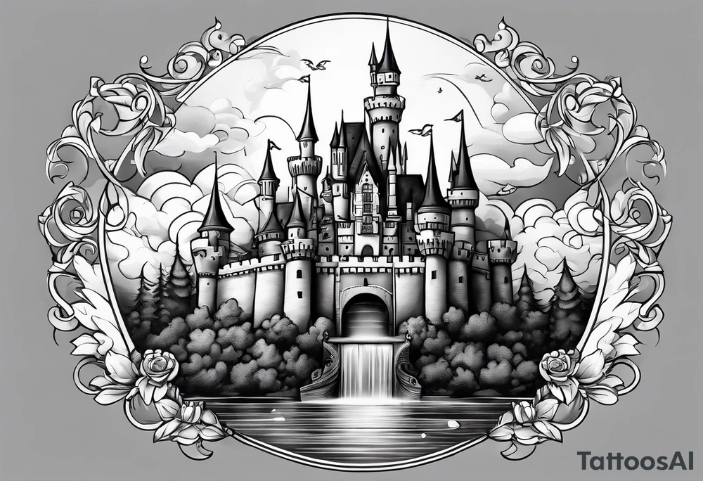 a castle floating in the sky tattoo idea