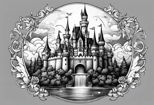 a castle floating in the sky tattoo idea