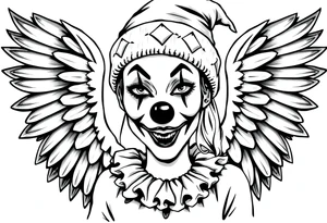 Clown Girl slim nose Thug Beanie Angelic Wings tattoo idea