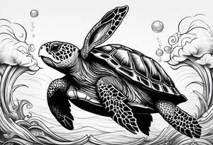 Bunny on a sea turtle tattoo idea