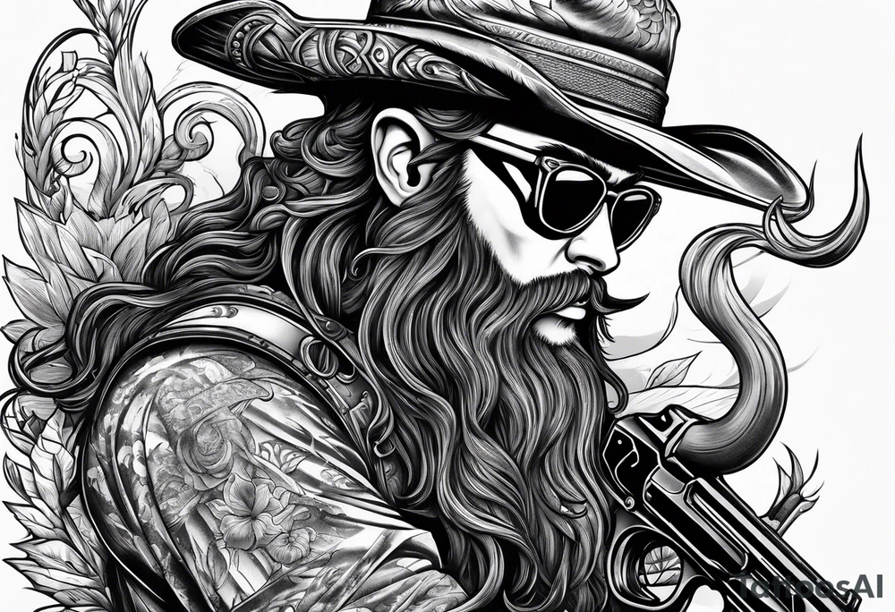 capricorn with sunglasses and shotgun tattoo idea