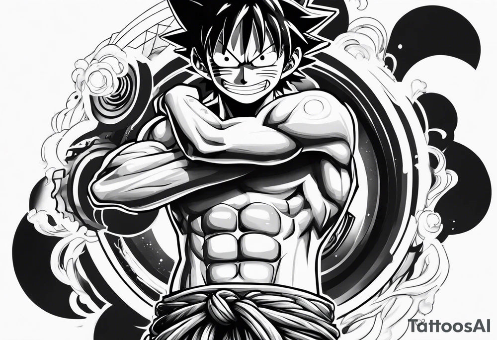 Luffy gear 5 on tricep tattoo idea