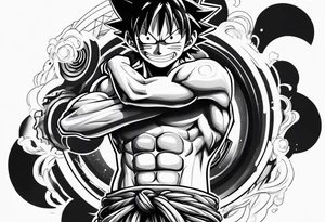 Luffy gear 5 on tricep tattoo idea