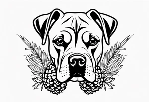 name boxer dog Waylon pinecones tattoo idea