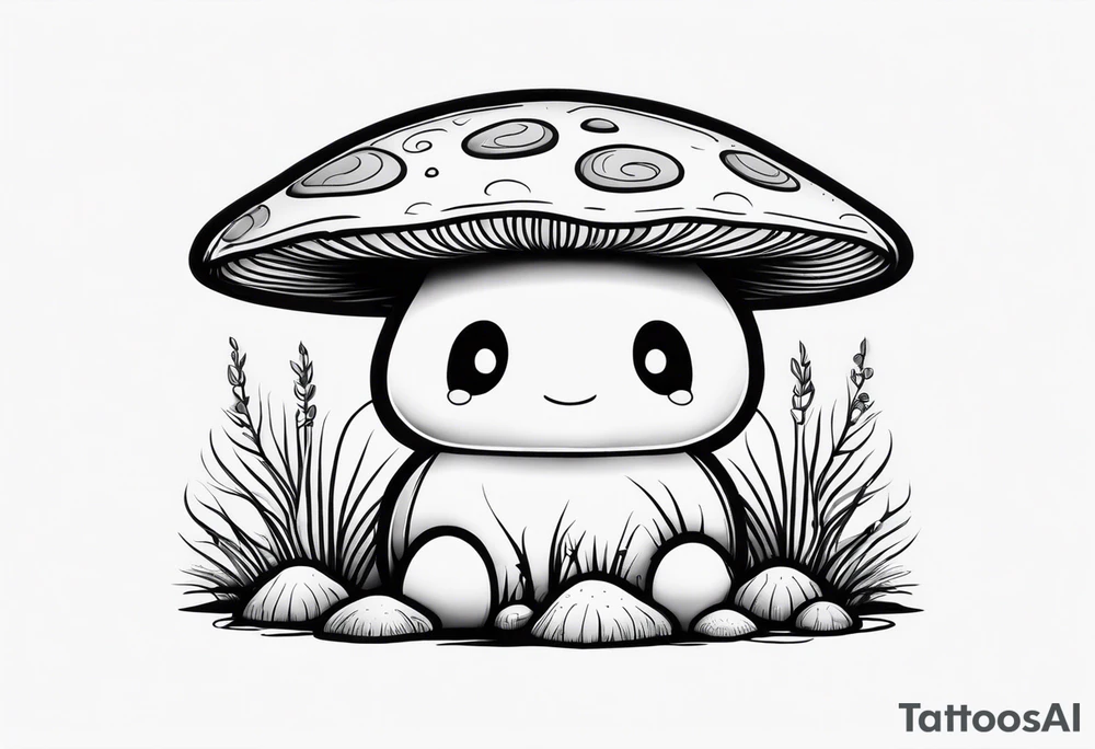 No face, mushroom, cartoon style tattoo idea