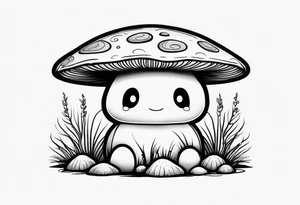 No face, mushroom, cartoon style tattoo idea