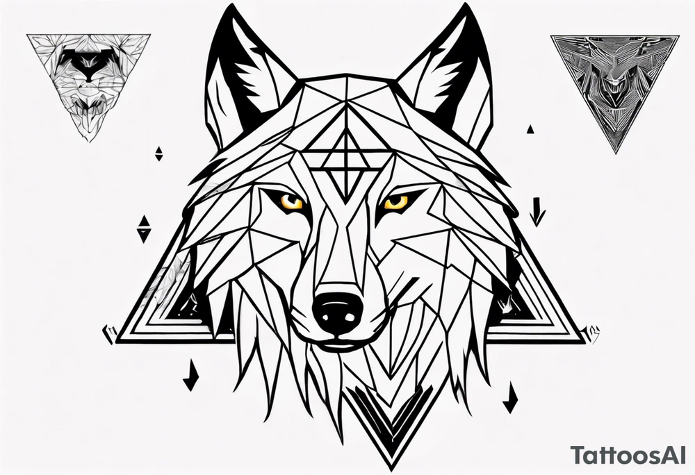 wolf head with a triangle on forehead tattoo idea