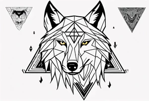 wolf head with a triangle on forehead tattoo idea