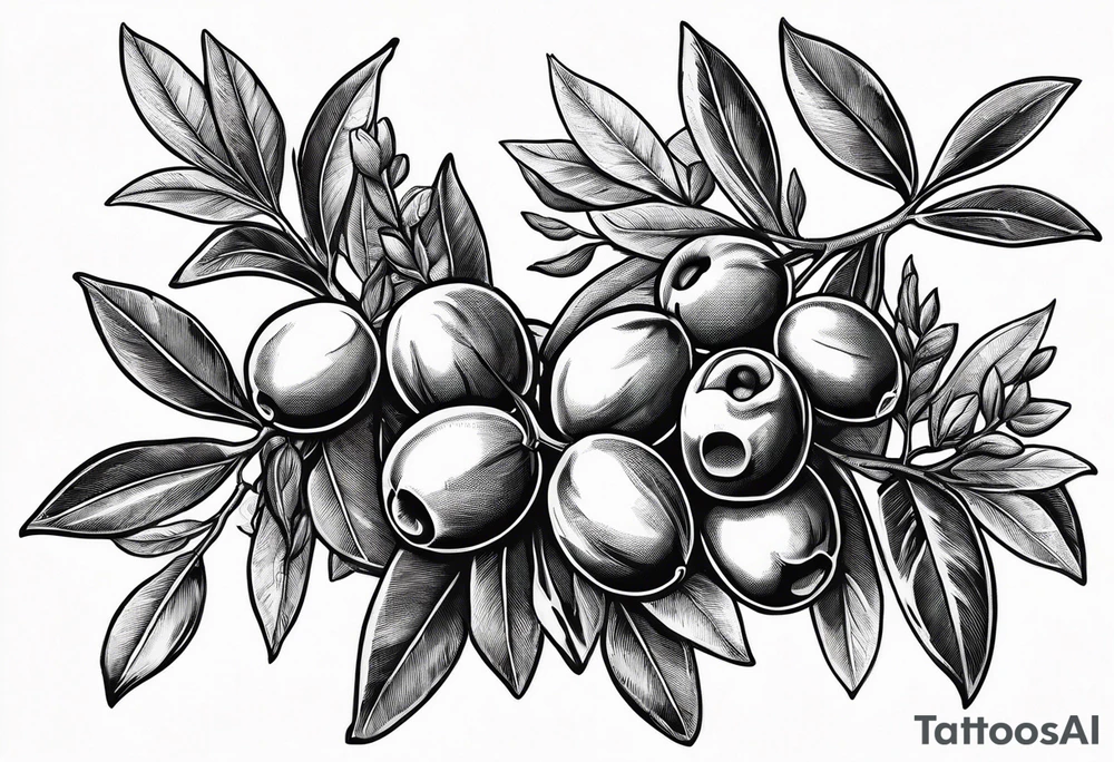 An olive branch with a thornvine tattoo idea