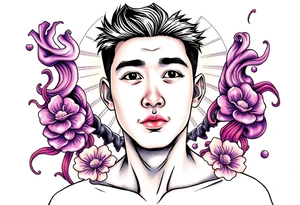 Handsome Asian young guy in mantle tattoo idea