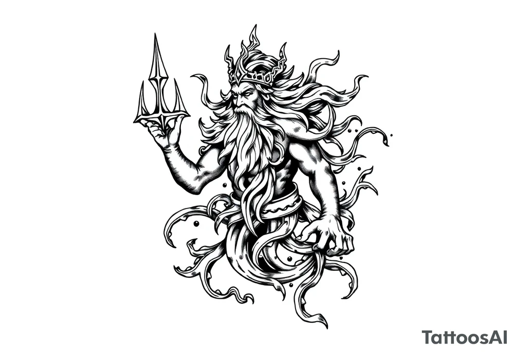 god of sea under water tattoo idea