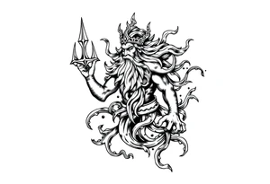 god of sea under water tattoo idea