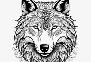 Wolf outside woman tattoo idea