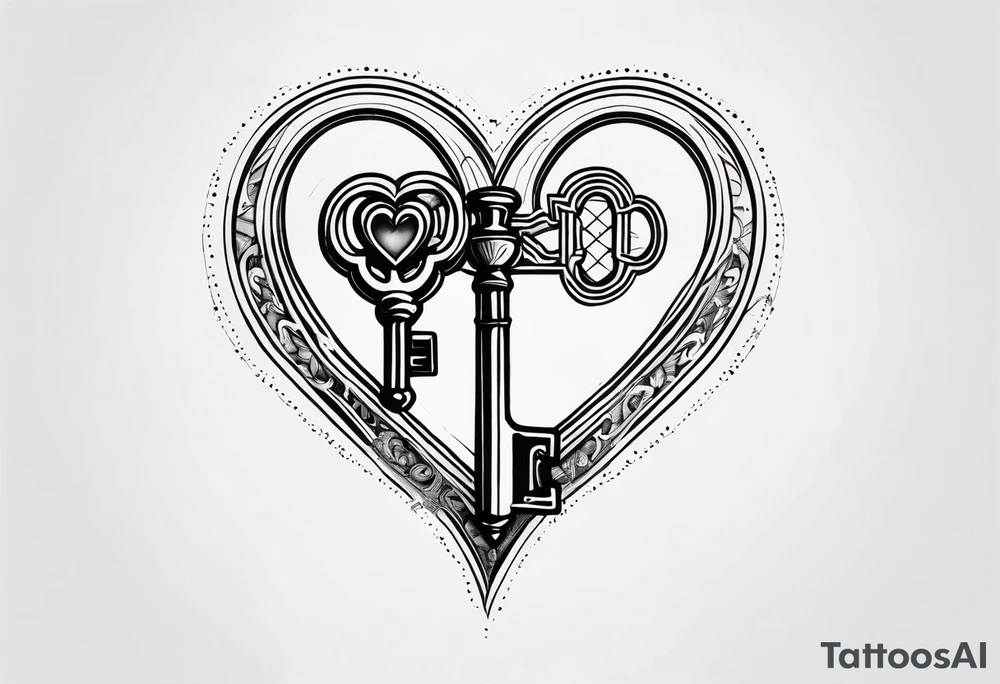 Antique keys heart shaped tattoo idea