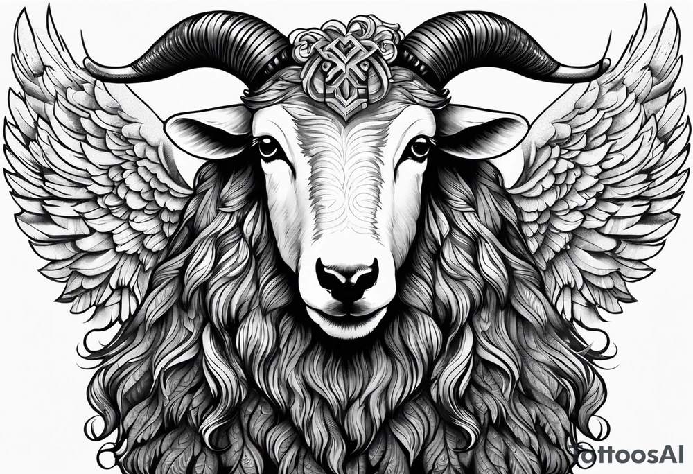 black sheep with angel wings no horns tattoo idea