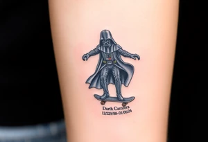 Darth Vader skateboarding > bullets > in loving memory > colors
add words "Darth Carter" to skateboard
add date 12/29/88-01/06/24 tattoo idea