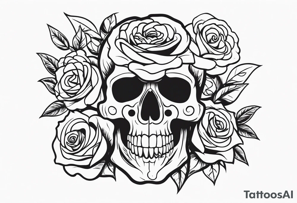 skull and roses tattoo idea