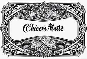 Cheers Mate text, armband +Celtic +Cancer Ribbon +tribal +artistic tattoo idea