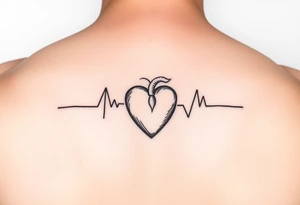 Small Heart beat with date of birth and date of death tattoo idea