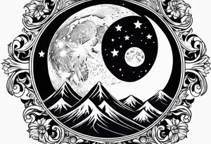 Moon and stars tattoo idea