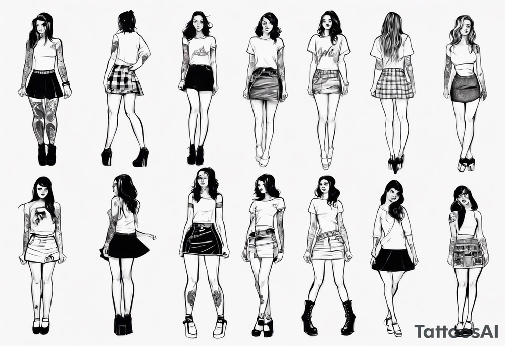 Girl wearing a mini skirt tattoo idea