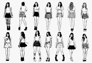Girl wearing a mini skirt tattoo idea