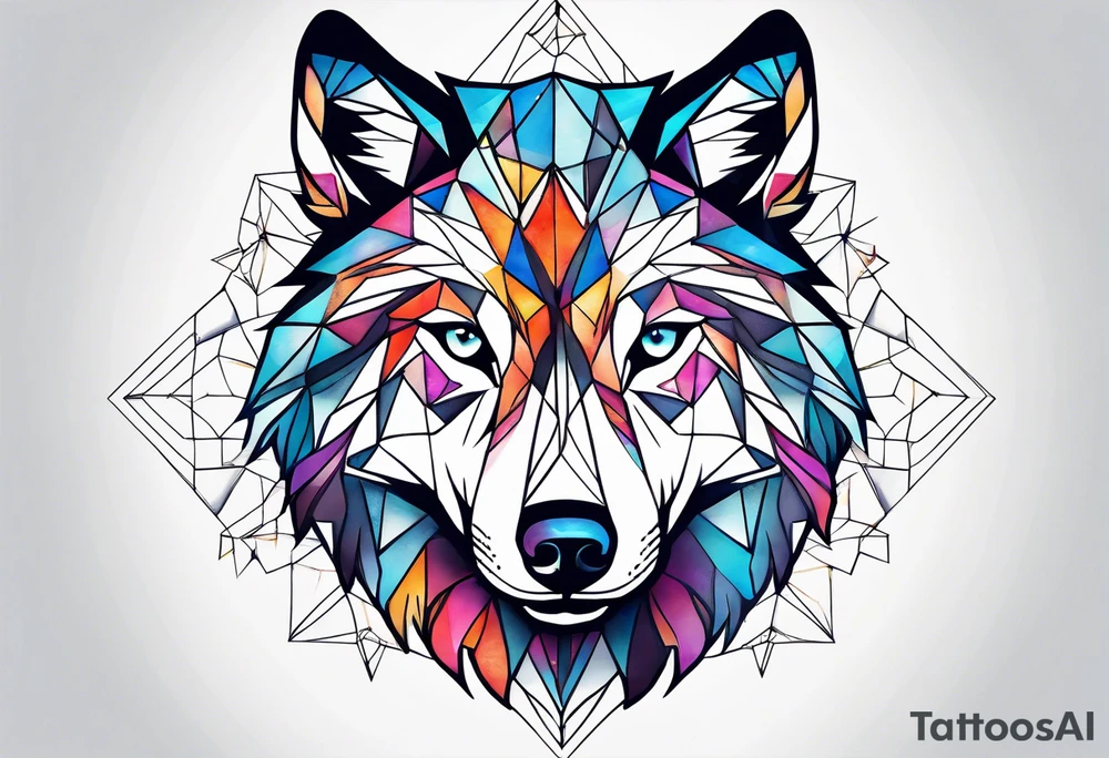 Constellation, animal wolf snow , géométric tattoo idea