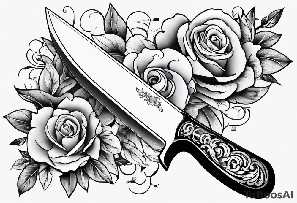 simple chef knife tattoo idea