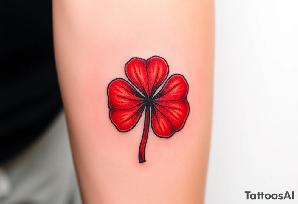 A red five leaf clover tattoo idea