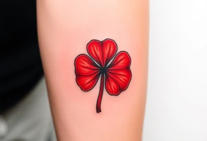 A red five leaf clover tattoo idea