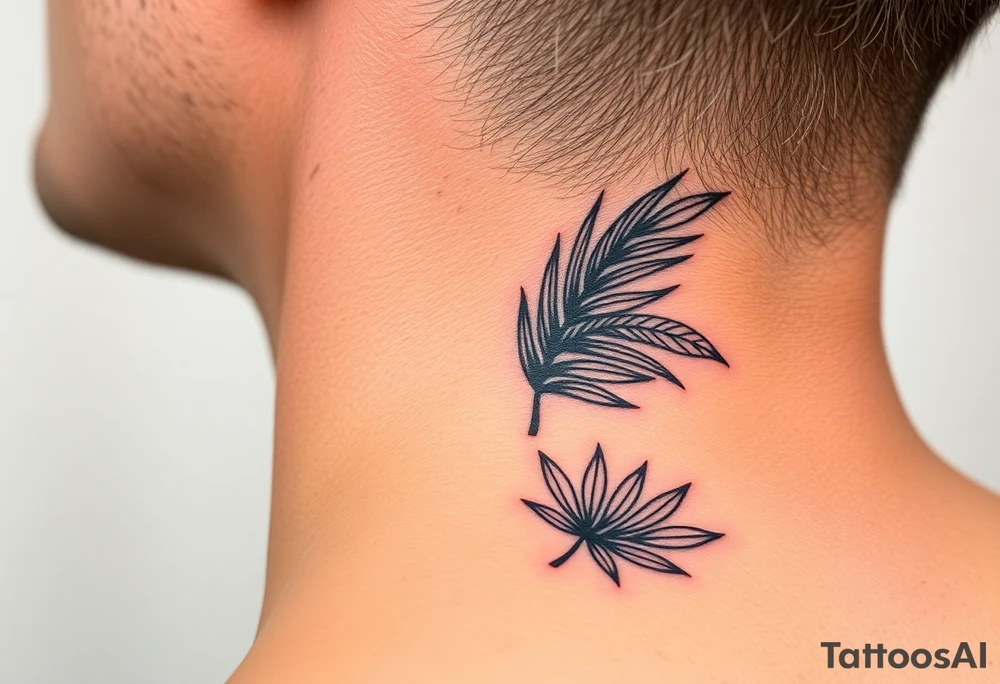 large woven palm leaves tattoo idea