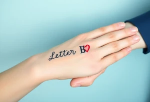 Letter B with a heart tattoo idea