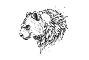 Bear, arcane mage, interstellar , thin lines tattoo idea