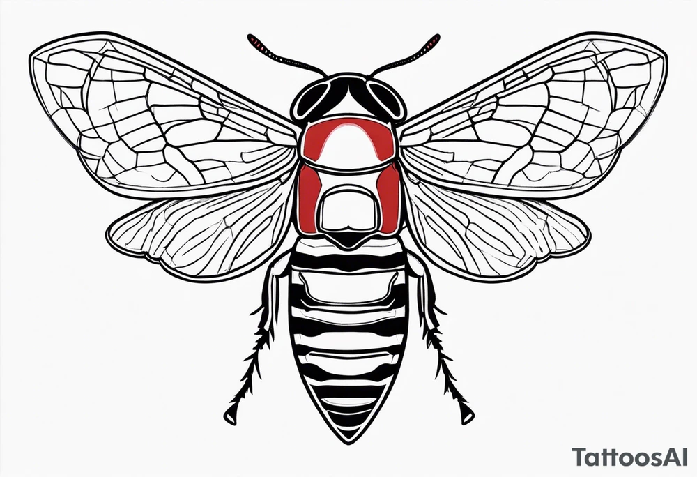 cicada with red background tattoo idea
