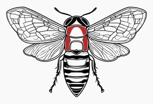 cicada with red background tattoo idea