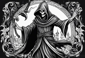Grim reaper dances with girl tattoo idea