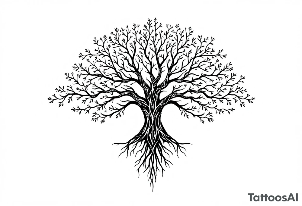 Tree of life big roots tattoo idea