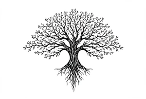 Tree of life big roots tattoo idea