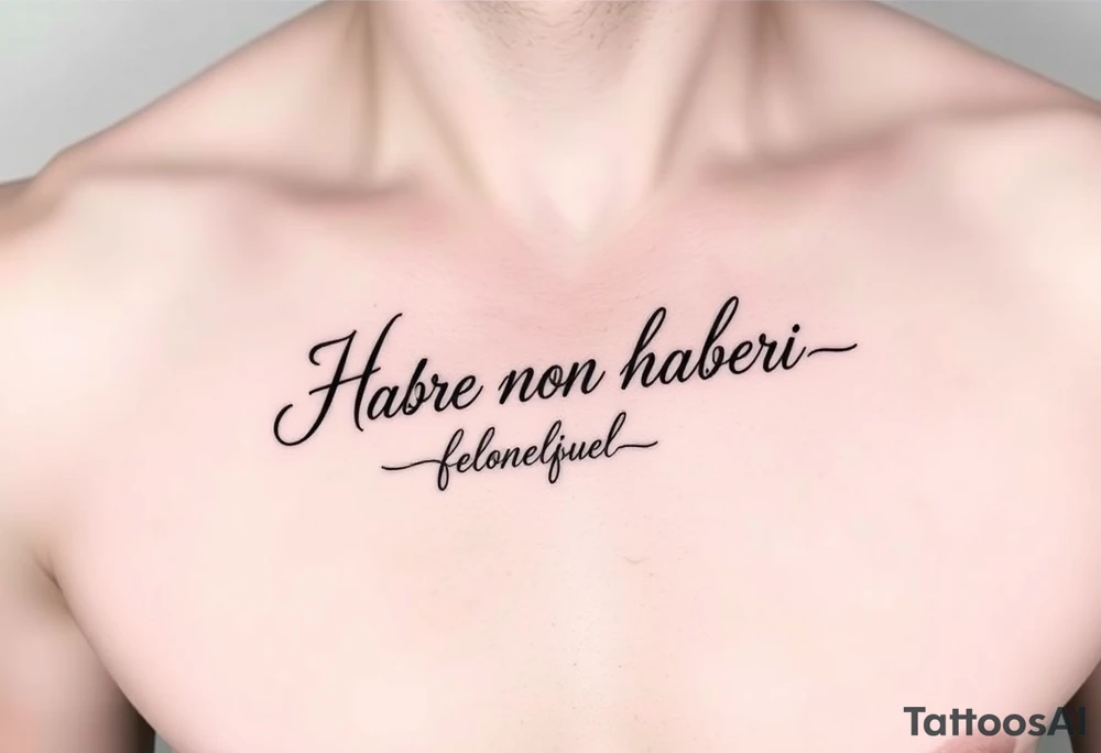 Scritta Habere non haberi piccola sullo stesso piano con un font semplice tattoo idea