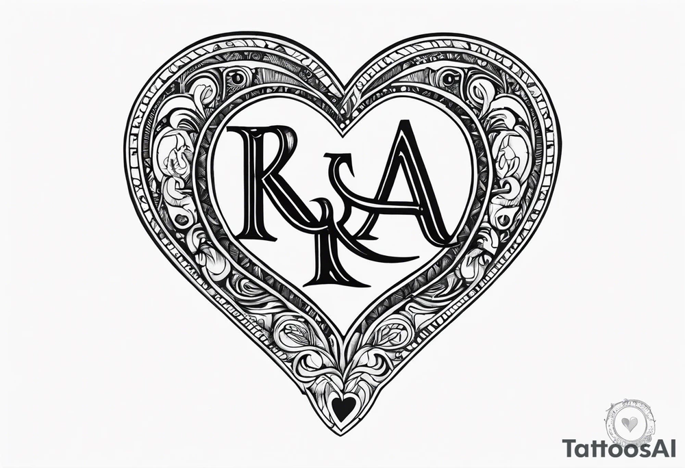 The word KEYRA made as a heart shaped antique key with the two teeth being the alphabetical letter RA tattoo idea