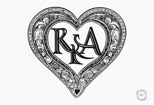 The word KEYRA made as a heart shaped antique key with the two teeth being the alphabetical letter RA tattoo idea