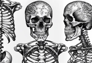 Realistic full body skeleton. Hs chest has exploded and he is grasping at his heart tattoo idea