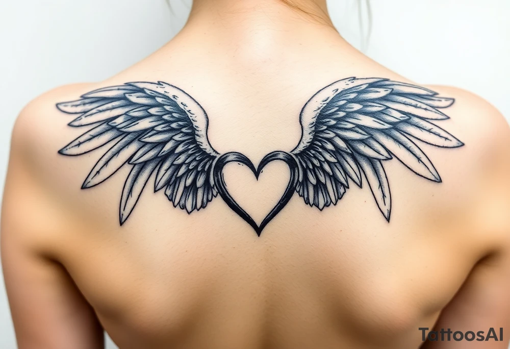 Angel wings, blue, heart tattoo idea